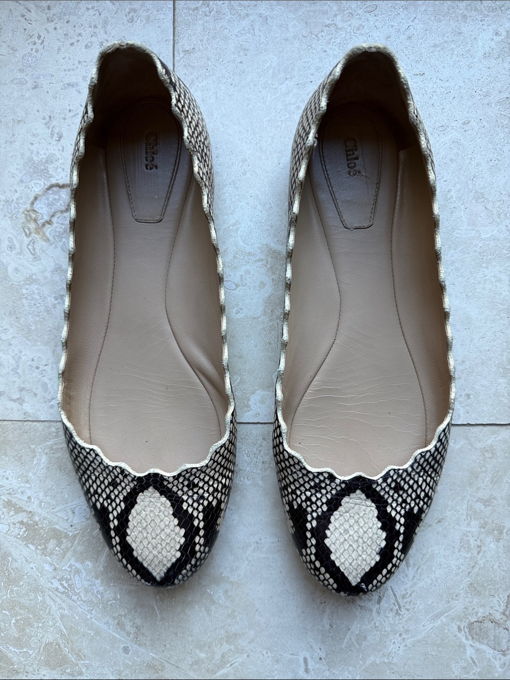 Chloe Lauren python embossed ballet flats